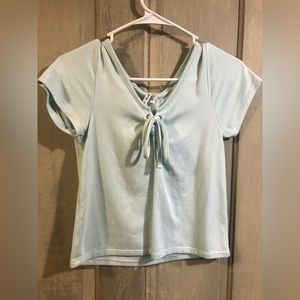 Light Blue Tied Crop Top, Mudd Size Medium